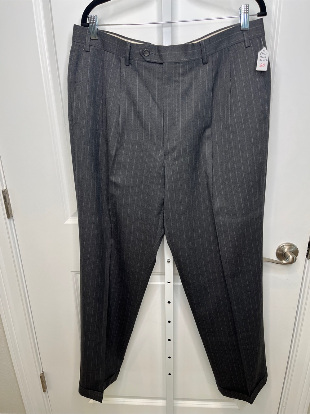 Chaps Men's Gray Pinstripe Dress Pants 36 x 32